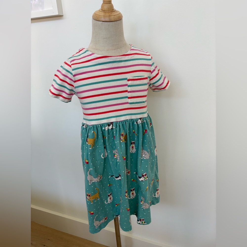 Mini Boden Multicolor Striped and Teal Animal Print Dress